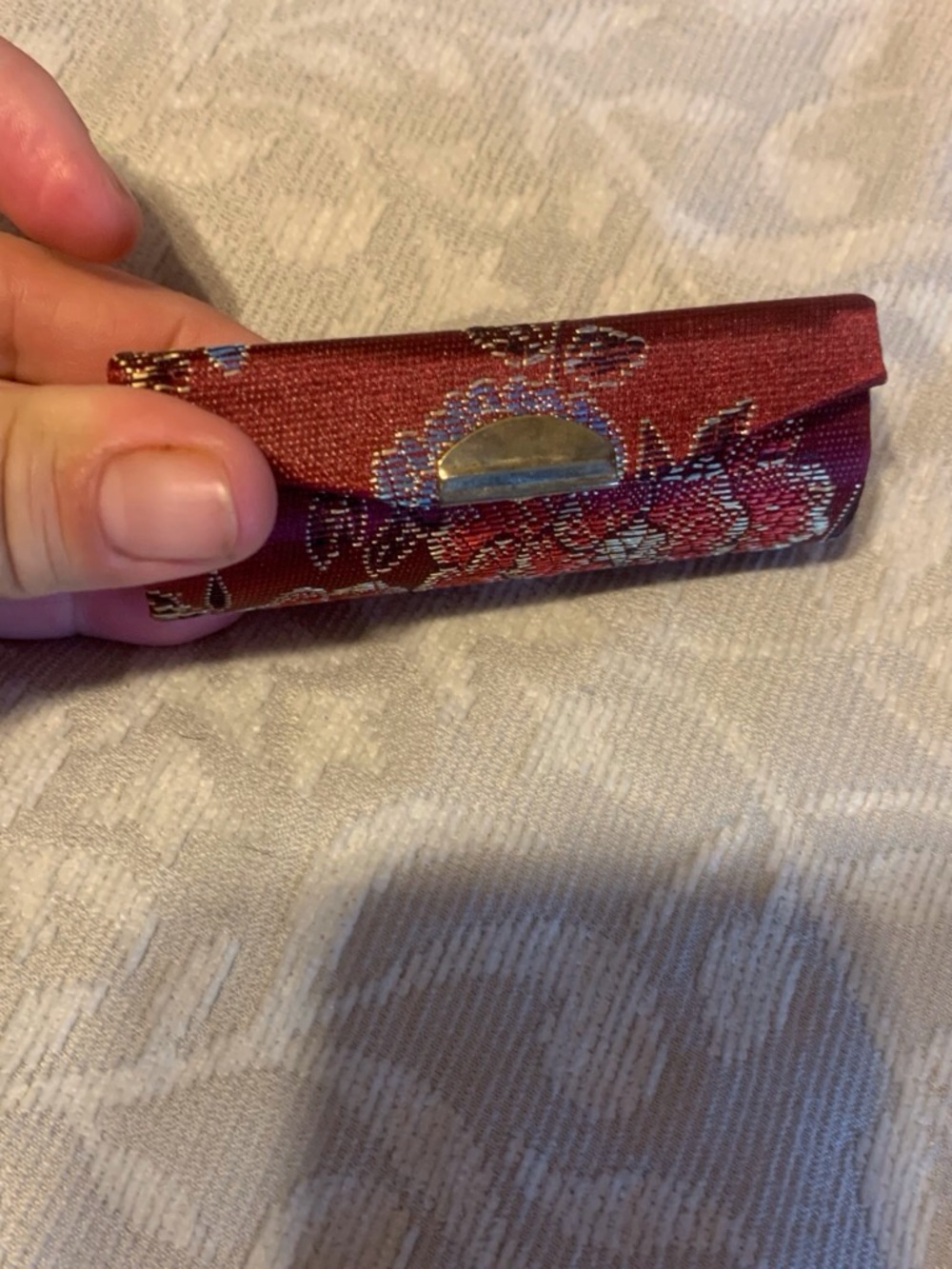 Stylish Red Floral lipstick Case - Compact Travel Pouch